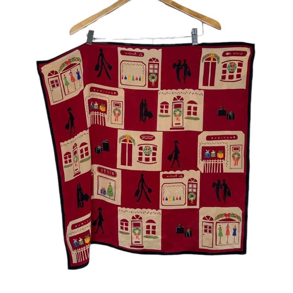 TALBOTS CHRISTMAS THEME SILK SCARF